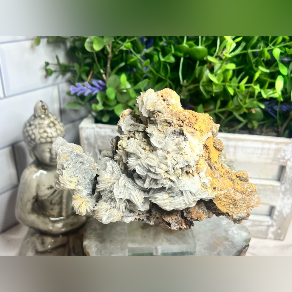 Witches Hat Blue Barite Specimen with Iron Deposits